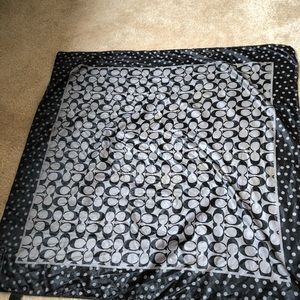 Coach silk scarf black and white polka dots